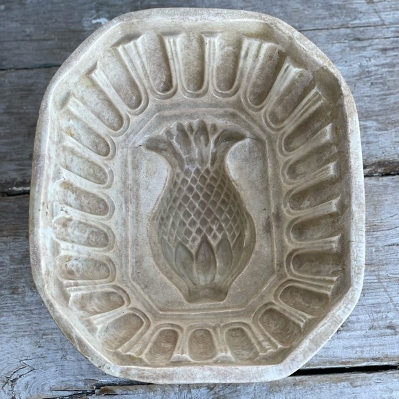 antique pineapple Stoneware bread mold bowl No.8 french country farmhouse decor - Picture 7 of 12